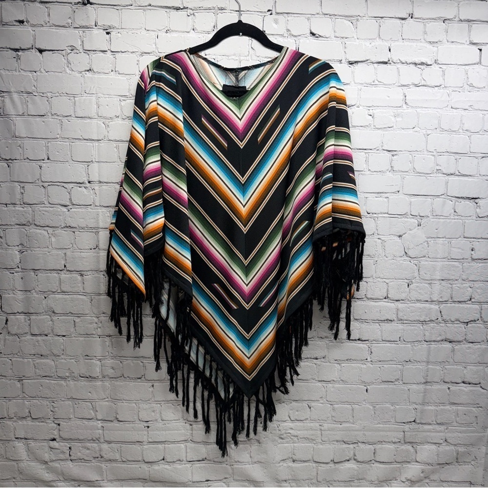 Double D Ranch Multicolor Striped Poncho size S/M
